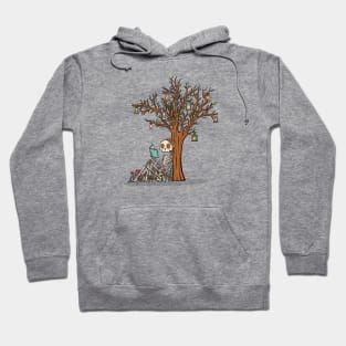 Skeleton Reading Under A Tree Hoodie